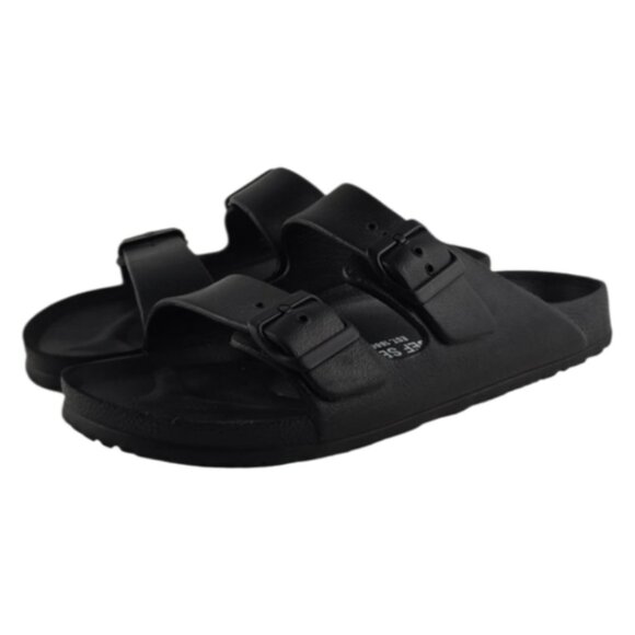 Josef Seibel Women's Black Two Strap Buckle Flat Sandal Slides Lightweight Sz 40 - Picture 3 of 13